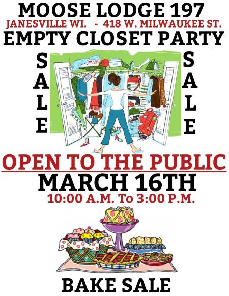 Empty Closet Party and Bake Sale