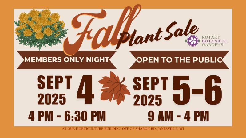 Rotary Botanical Gardens’ Annual Fall Plant Sale Returns September 4-6