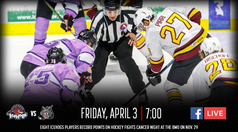 #IceHogsRewind: Hogs And Wolves Collide On Hockey Fights Cancer Night On Friday!