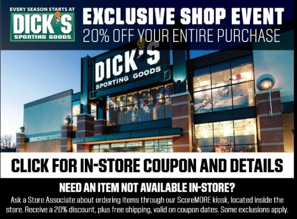 Dick's Sporting Goods 20% Off Shop Event