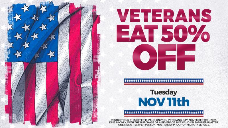 50% Off For Vets On Veteran's Day
