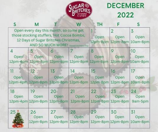 Holiday hours for Sugar Britches 