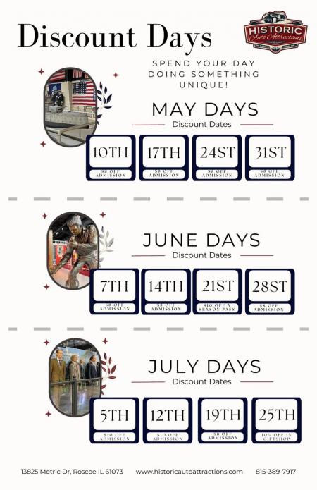 Discount Days for May, June, July