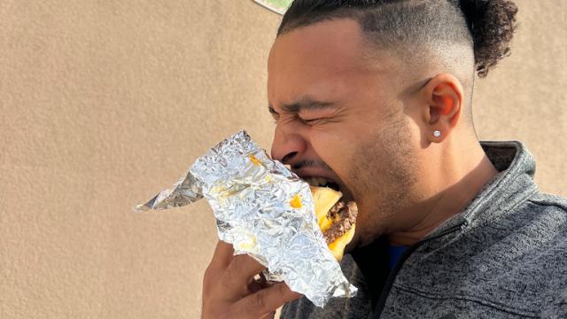 Double Cheese with Crispy Onion Rings! 🍔 