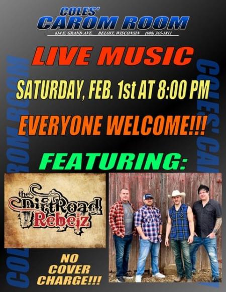 Live Music with Dirt Road Rebelz at The Carom Room